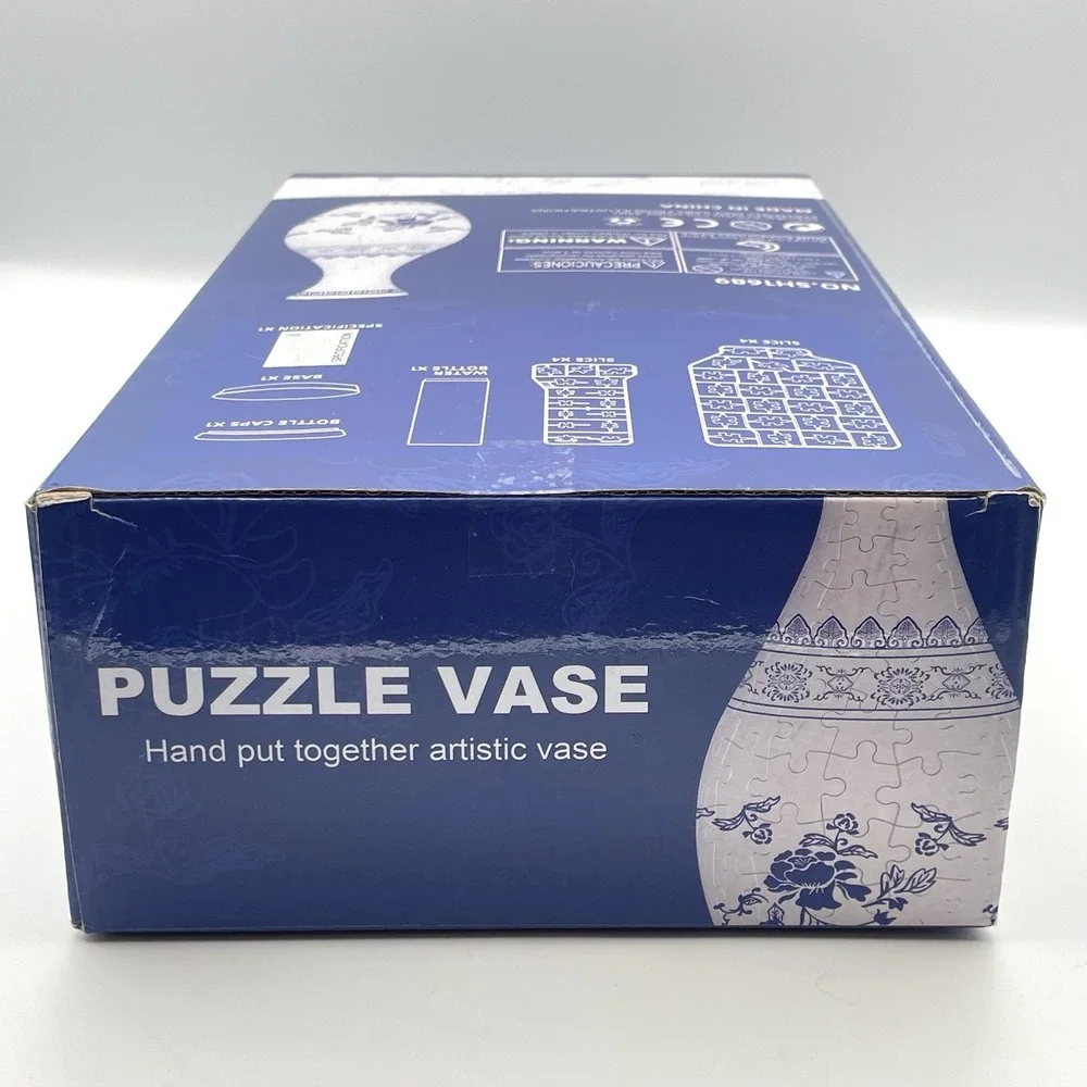 3D Puzzle Vase Blue‎ & White Porcelain Style 160 Piece Jigsaw Flower Vase